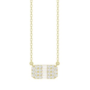 18K YELLOW GOLD 1/3CT ROUND/BAGUETTE DIAMOND LADIES PENDANT