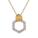 18K YELLOW GOLD 1/6CT ROUND DIAMOND LADIES NECKLACE