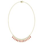 18K YELLOW GOLD 1CT ROUND/BAGUETTE DIAMOND LADIES NECKLACE(COLOR STONE RUBY DIAMOND 3/4CT) - Image 2