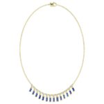 18K YELLOW GOLD 1CT ROUND/BAGUETTE DIAMOND LADIES NECKLACE(COLOR STONE SAPPHIRE DIAMOND 3/4CT) - Image 2