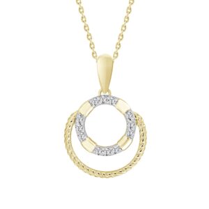 STERLING SILVER YELLOW 1/10CT ROUND DIAMOND LADIES PENDANT