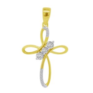 STERLING SILVER YELLOW 1/10CT ROUND DIAMOND LADIES PENDANT