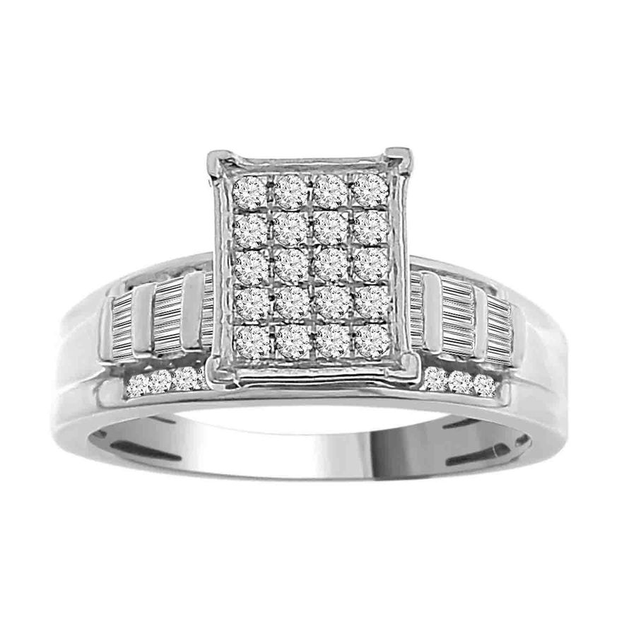 19187949_81865W.jpg LADIES RING 0.50CT ROUND/BAGUETTE DIAMOND 10K WHITE GOLD - Image 1