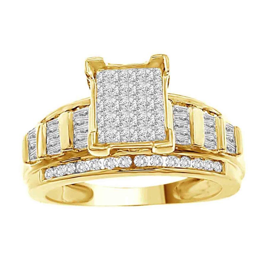 19187959_65189Y.jpg LADIES RING 1.00CT ROUND/PRINCESS/INV/BAGUETTE DIAMOND 10K YELLOW GOLD - Image 1