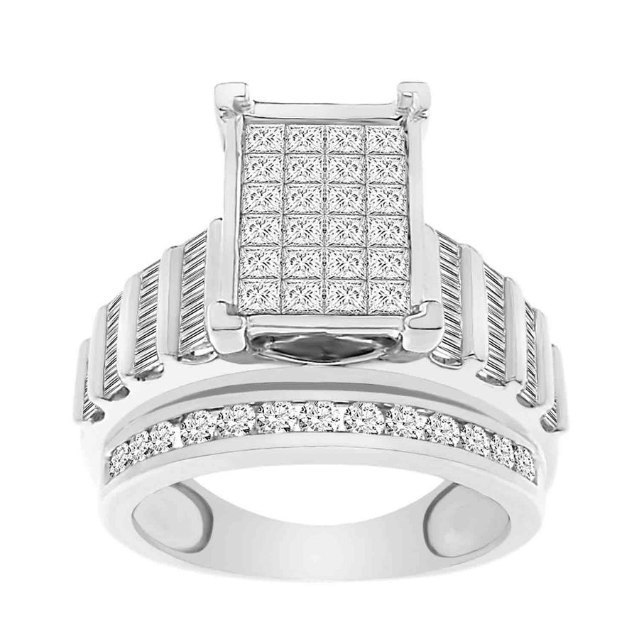 19187965_65191W.jpg LADIES RING 2.00CT ROUND/PRINCESS/BAGUETTE DIAMOND 10K WHITE GOLD - Image 1