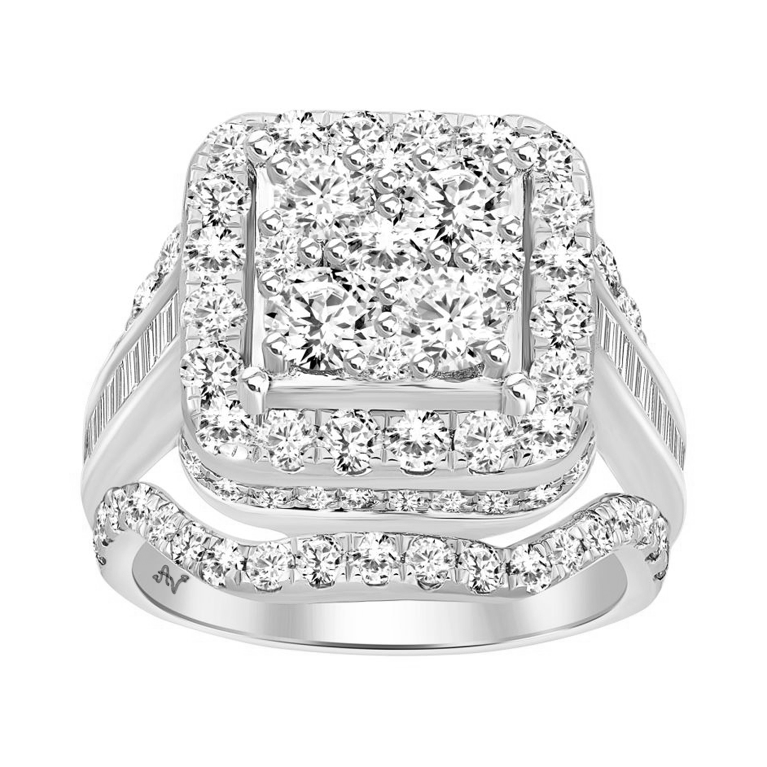 19187967_82322W.jpg LADIES RING 3.00CT ROUND/BAGUETTE DIAMOND 10K WHITE GOLD - Image 1