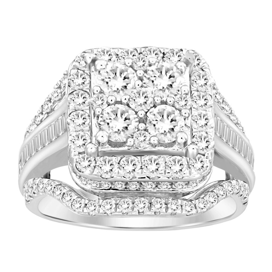 19187978_223016W.jpg LADIES RING 1.00CT ROUND/BAGUETTE DIAMOND 10K WHITE GOLD - Image 1