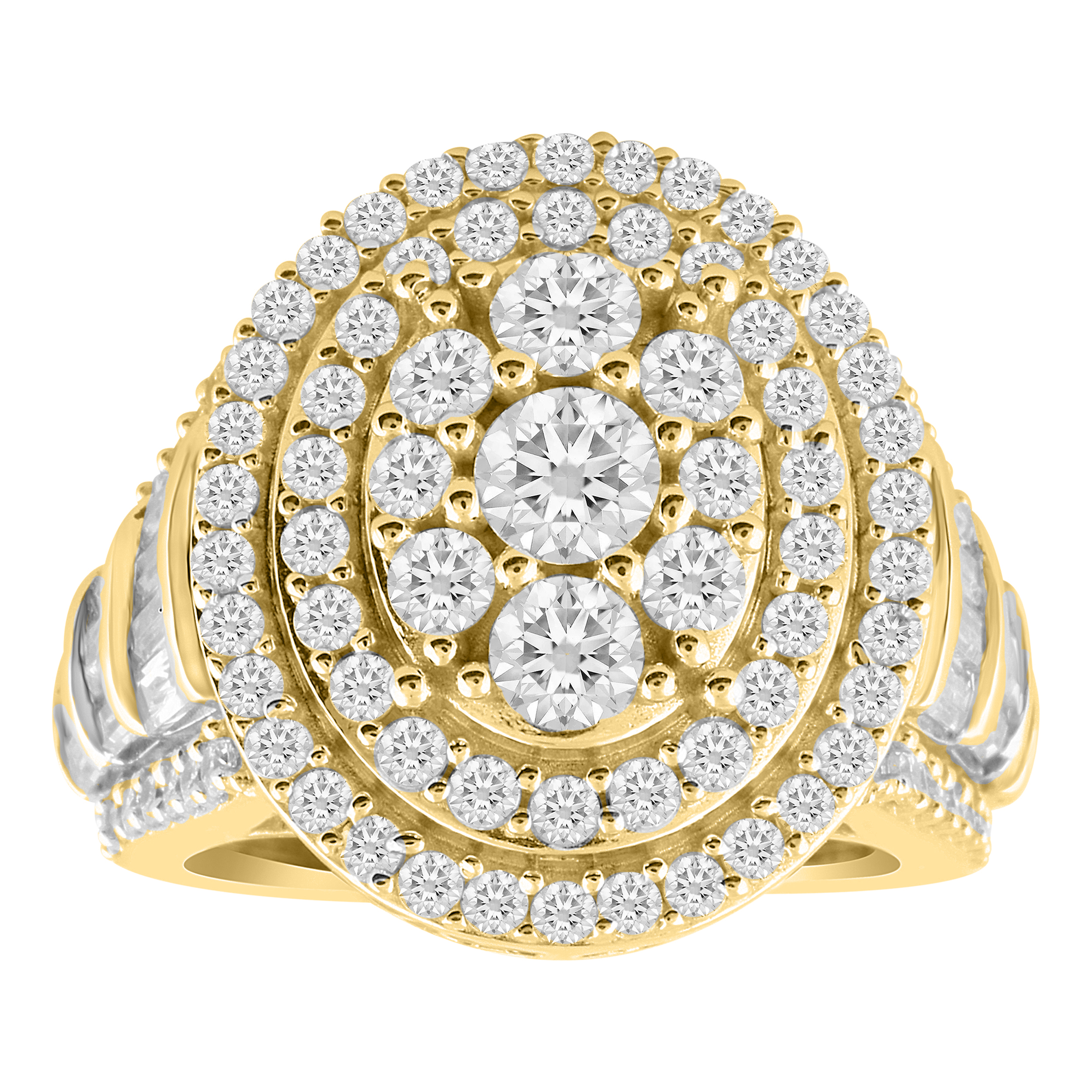 19187986_305770Y.jpg LADIES RING 3.00CT ROUND/BAGUETTE DIAMOND 10K YELLOW GOLD - Image 1