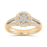 LADIES RING 0.50CT ROUND DIAMOND 10K YELLOW GOLD