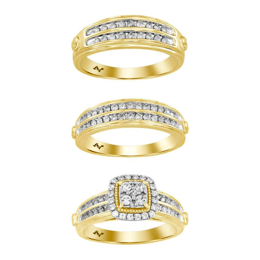 19189762_262362Y.jpg LADIES TRIO SET 1.00CT ROUND DIAMOND 10K YELLOW GOLD - Image 1