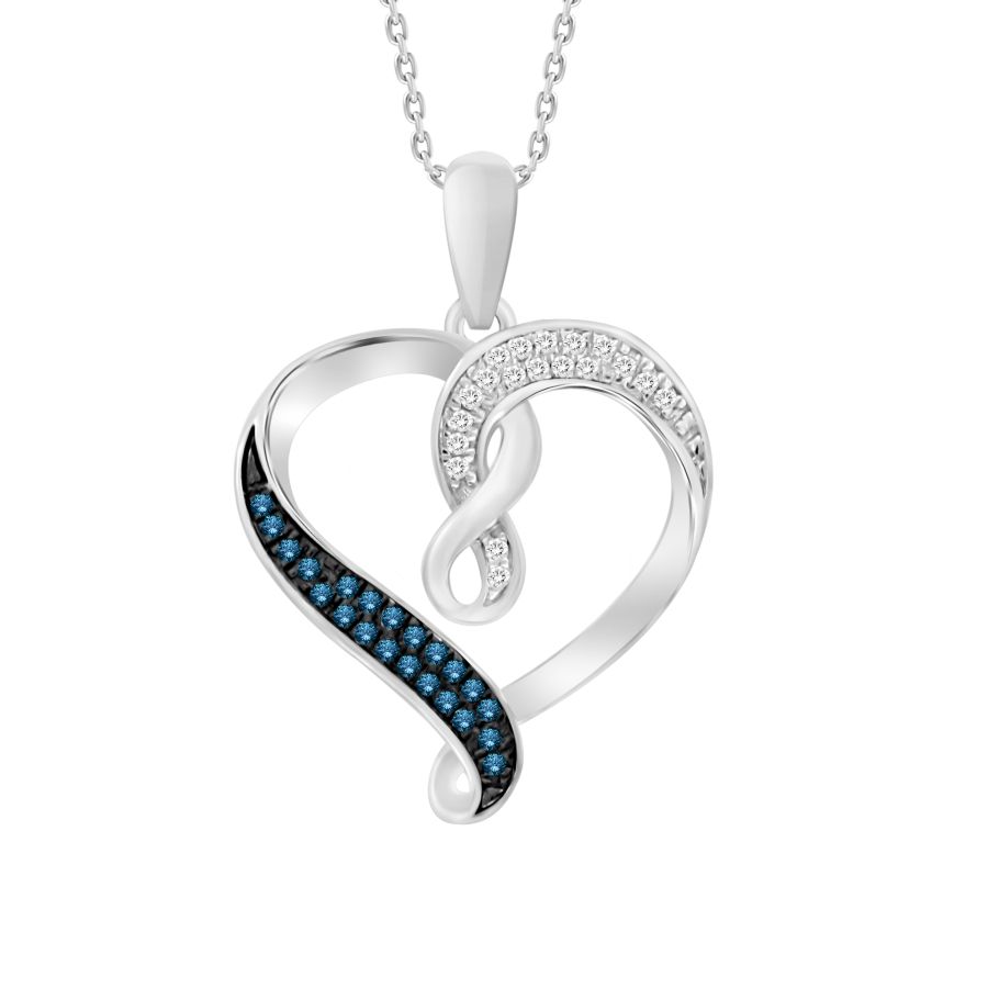 19190957_201357W.jpg LADIES PENDANT WITH CHAIN 0.10CT ROUND BLUE DIAMOND 10K WHITE GOLD - Image 1