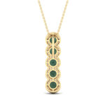 LADIES PENDANT WITH CHAIN 1.80CT ROUND/GREEN EMERALD ROUND DIAMOND 14K YELLOW GOLD - Image 4
