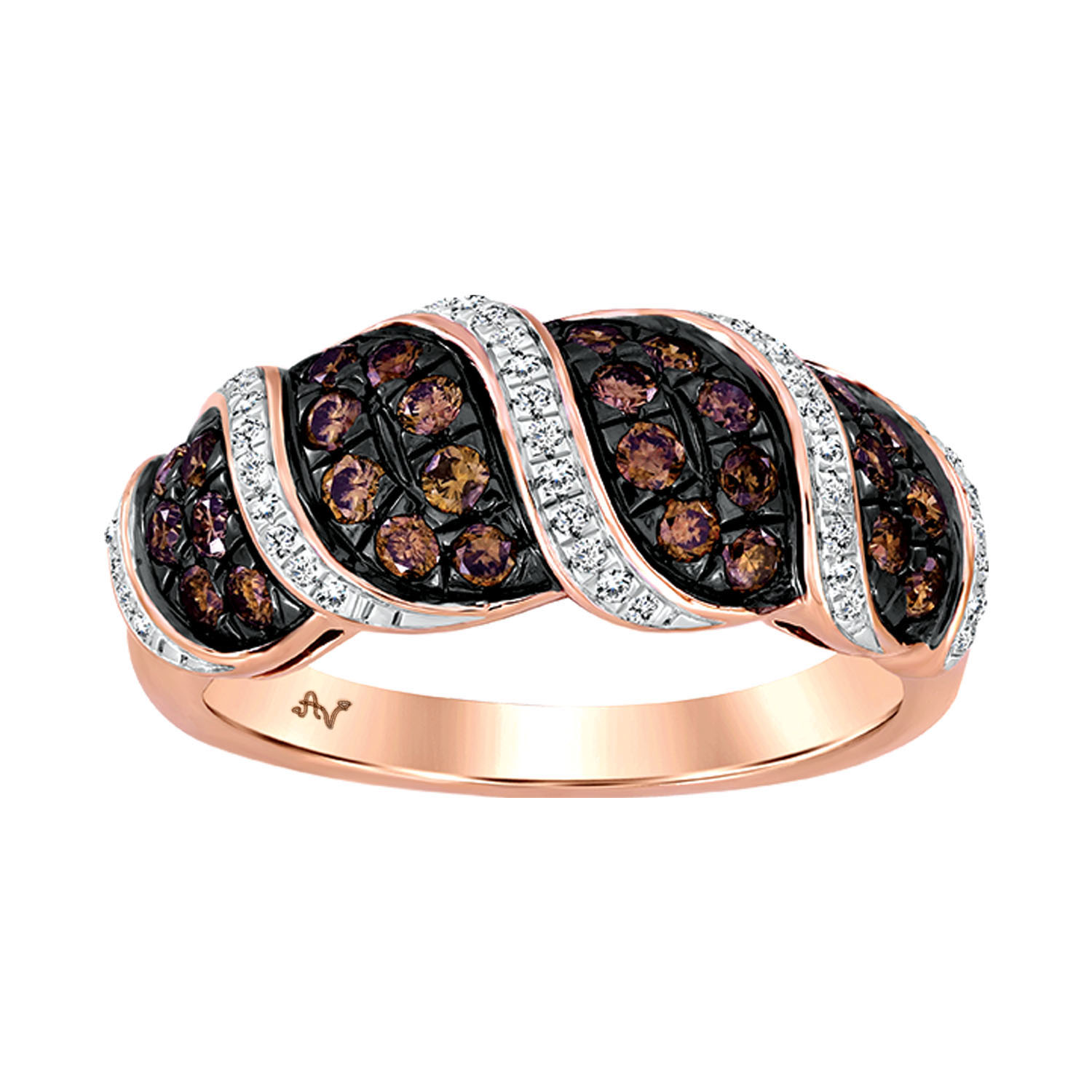 19192881_297299R.jpg LADIES BAND 0.80CT ROUND/DARK BROWN DIAMOND 14K ROSE GOLD - Image 1