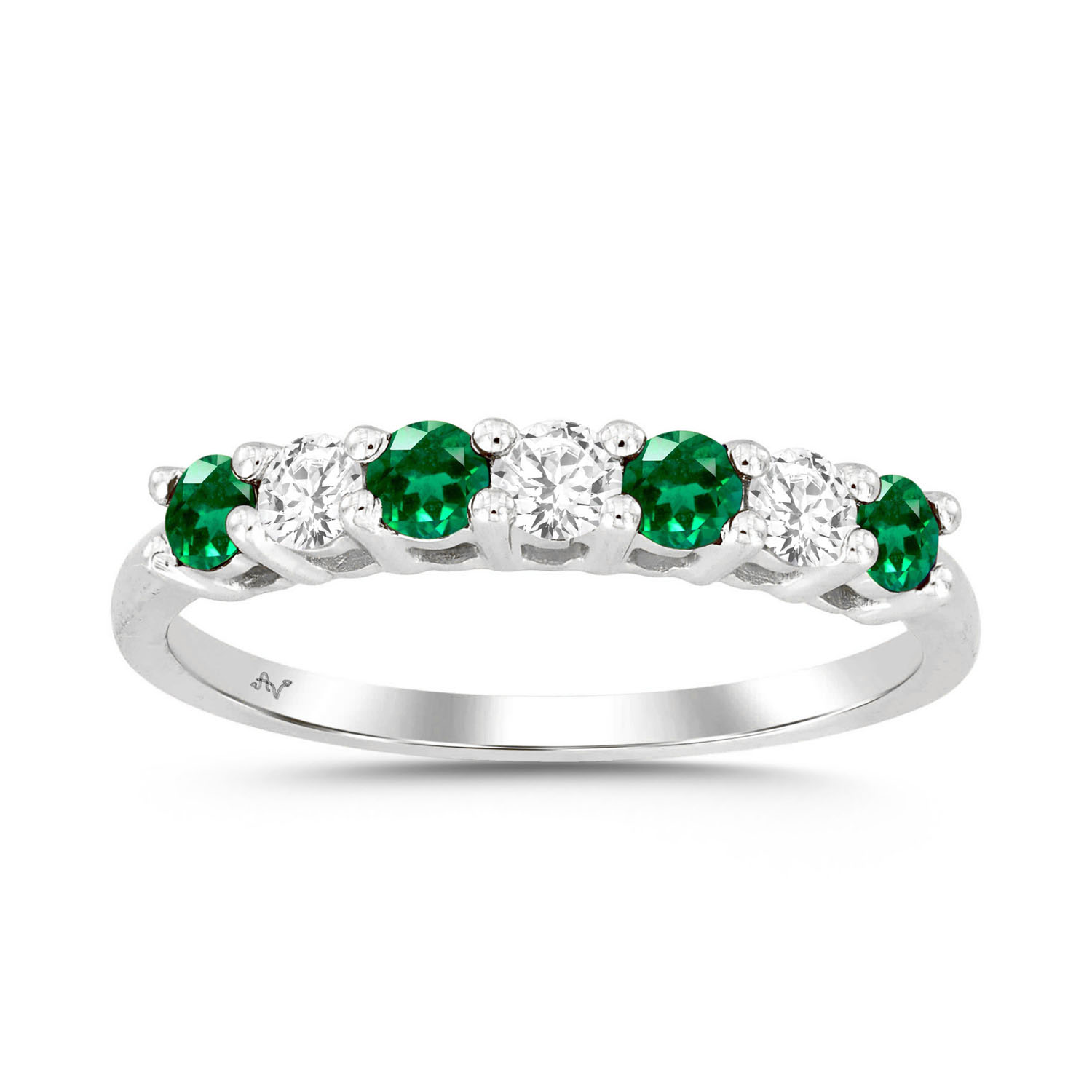 19192882_311535W.jpg LADIES BAND 0.60CT ROUND/EMERALD DIAMOND 14K WHITE GOLD (CENTER STONE EMERALD DIAMOND APPROX 0.35CT) - Image 1
