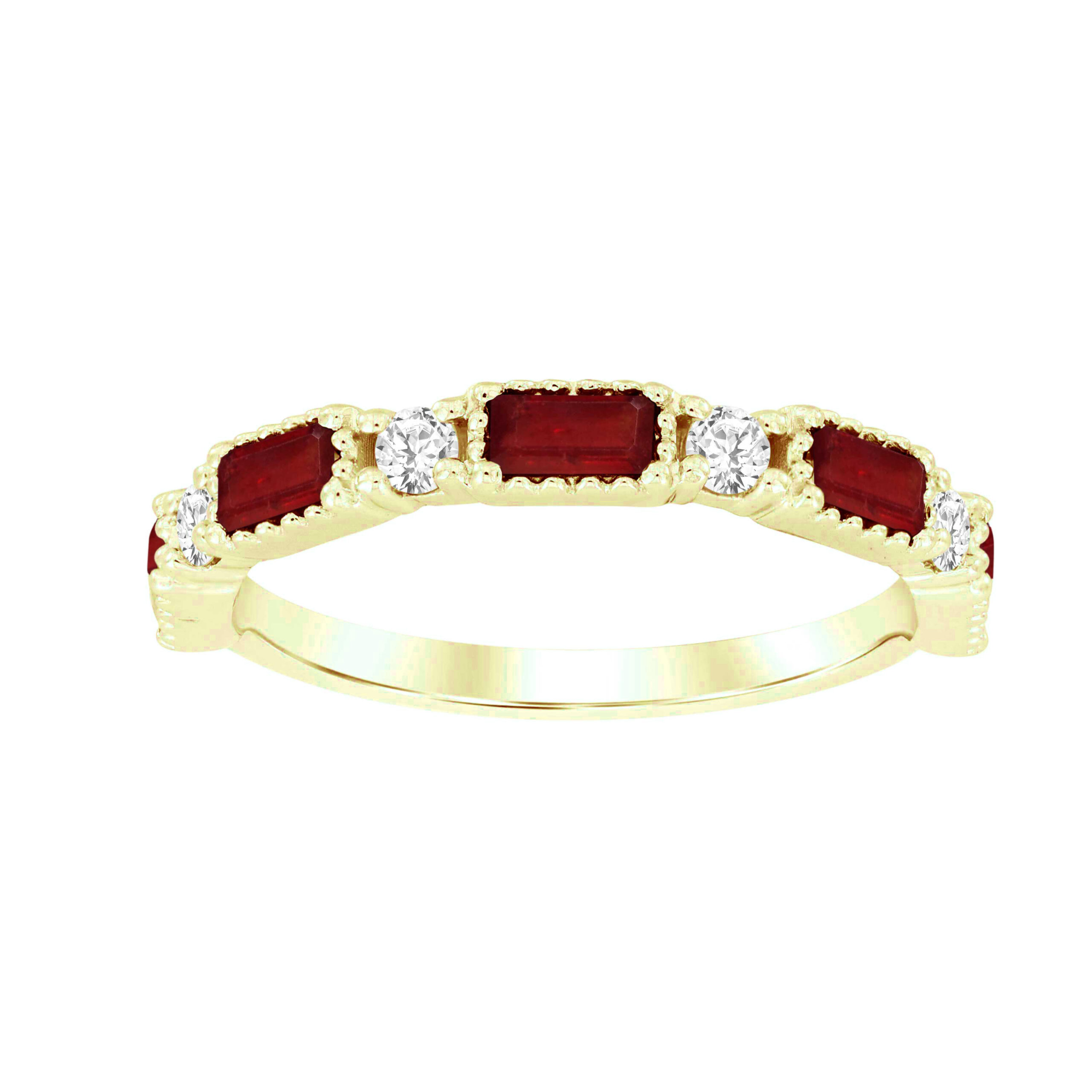 19192886_311520Y-A.jpg LADIES BAND 1.00CT ROUND/RUBY DIAMOND 14K YELLOW GOLD (CENTER STONE RUBY APPROX- 0.75CT) - Image 1