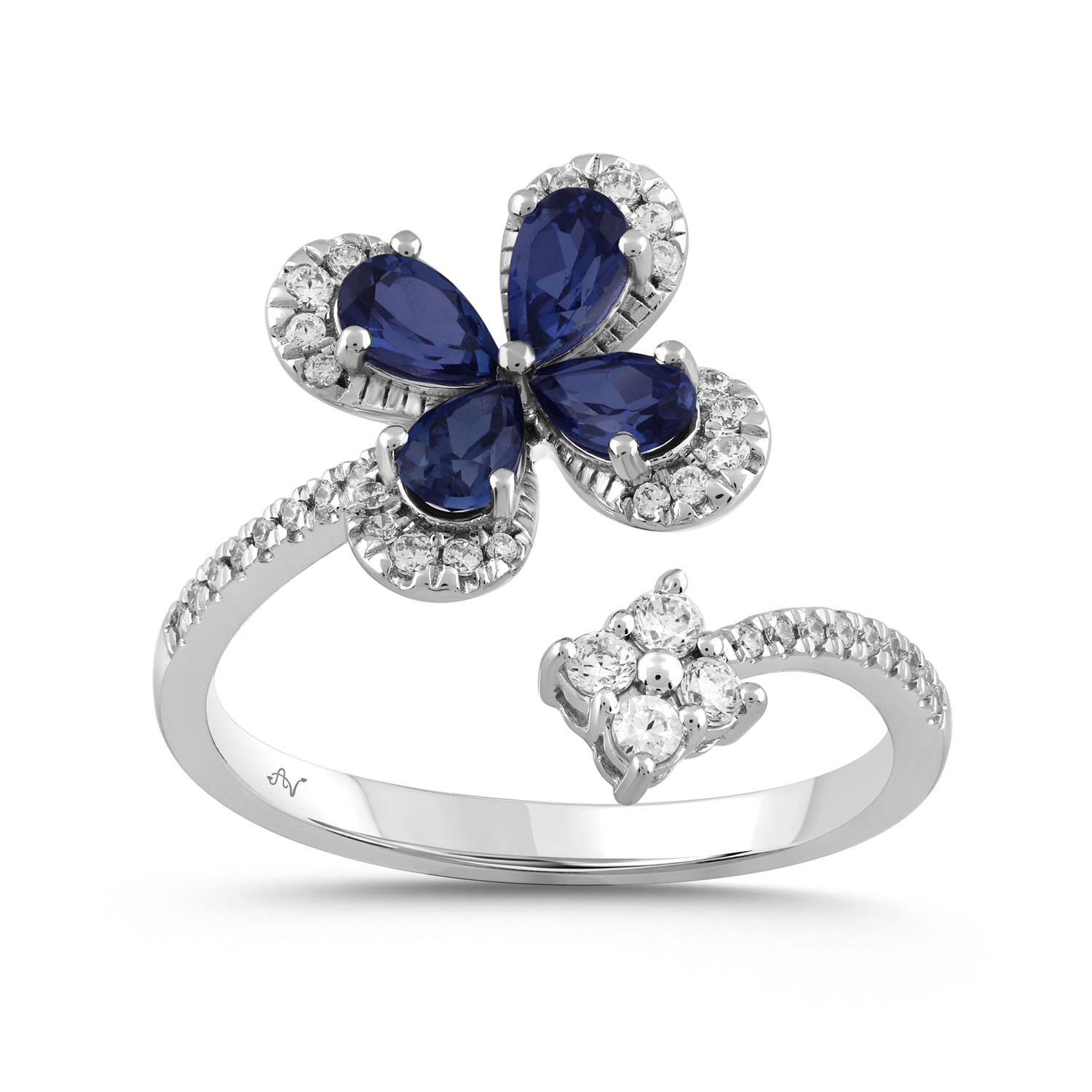 19192899_325672W.jpg LADIES RING 1.16CT PEAR SAPPHIRE/ROUND DIAMOND 14K WHITE GOLD (CENTER STONE 0.88CT PEAR SAPPHIRE DIAMOND) - Image 1