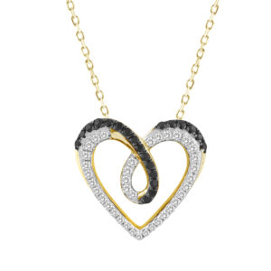 LADIES PENDANT WITH CHAIN 0.25CT ROUND/BLACK DIAMOND 14K YELLOW GOLD