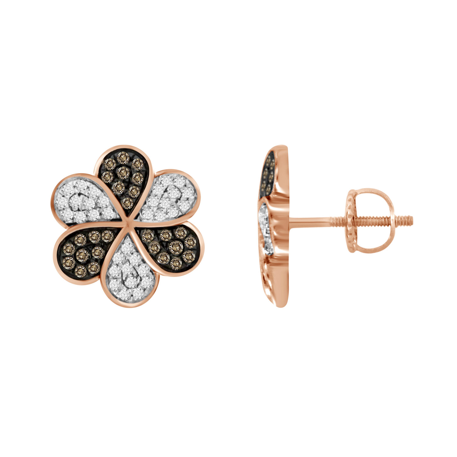 19192907_65678R.jpg LADIES EARRINGS 0.40CT DARK BROWN/ROUND DIAMOND 10K ROSE GOLD - Image 1