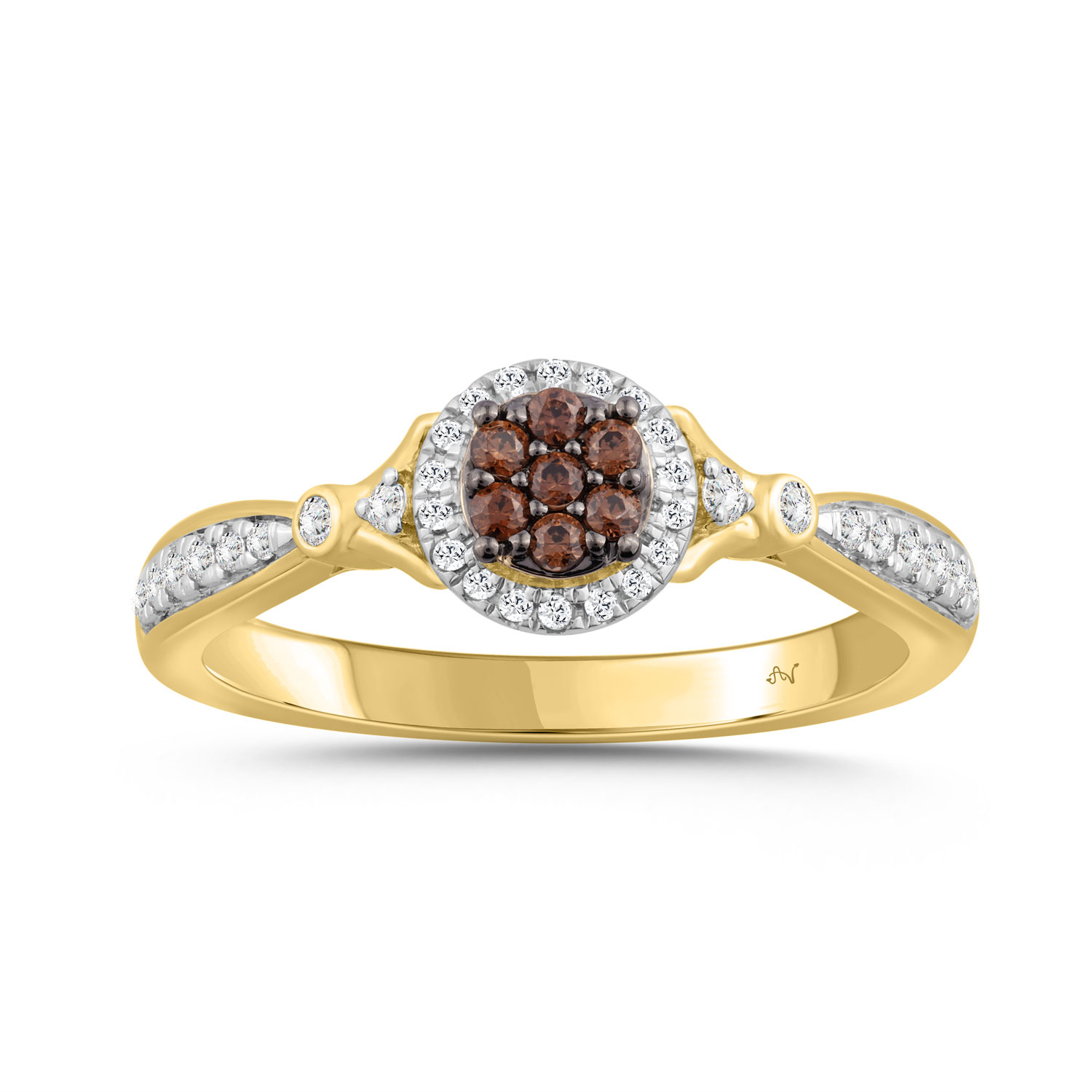 19192914_352314Y.jpg LADIES RING 0.25CT ROUND/DARK BROWN DIAMOND 10K YELLOW GOLD - Image 1