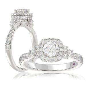 14K WHITE GOLD 1 1/4CT ROUND DIAMOND LADIES RING( CENTER STONE ROUND DIAMOND 1/2CT)