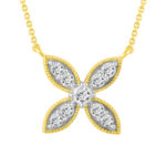 LADIES NECKLACE 0.25CT ROUND DIAMOND 14K YELLOW GOLD