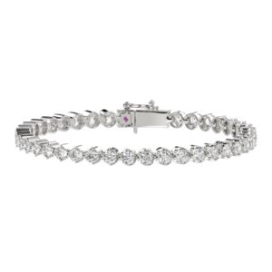 14K WHITE GOLD 5CT ROUND DIAMOND LADIES BRACELET
