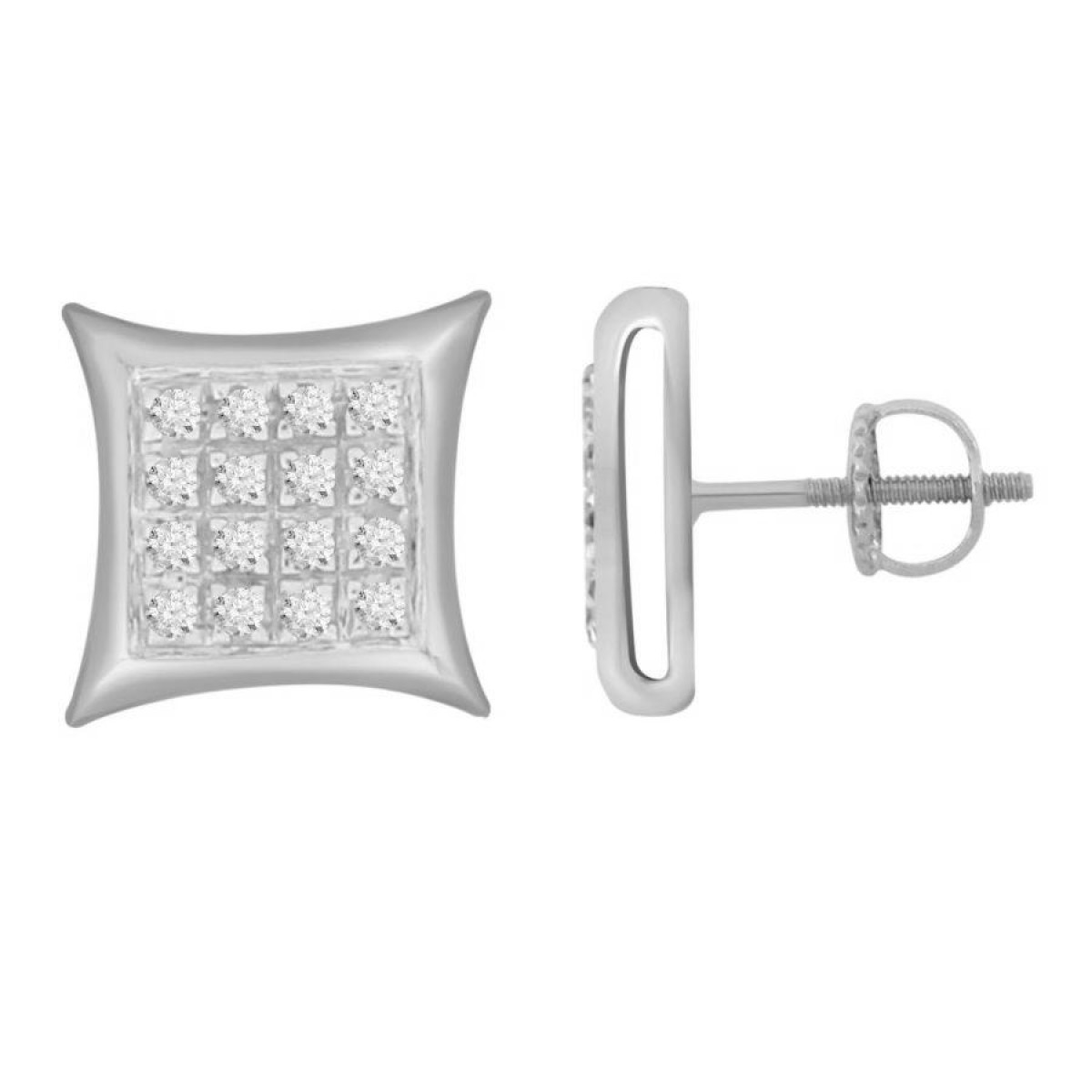 19196975_204019W-SS.jpg Sterling Silver White Diamond Cluster Fashion Earrings For Women 0.10CT Round Diamond Elegant Yuva Earrings - Image 1