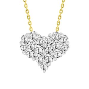Elegant 10K Yellow Gold Diamond Heart Pendant 0.30Ct Round Diamond Pendant With Chain For Women