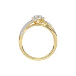 Elegant 10K Yellow Gold 0.20CT Round & Baguette Diamond Halo Ring For Women - Image 2