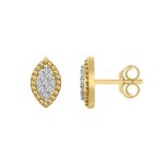 10K Yellow Gold 0.20CT Diamond Halo Fashion Earrings Round Diamond Women’S Earrings - Image 2