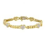 Sterling Silver Yellow 0.20CT Round Diamond Heart Bracelet Women’S Fashion Fine Jewelry Bracelet