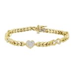 Elegant Sterling Silver Yellow 0.20CT Diamond Heart And Infinity Bracelet Ladies Fine Jewelry Bracelet