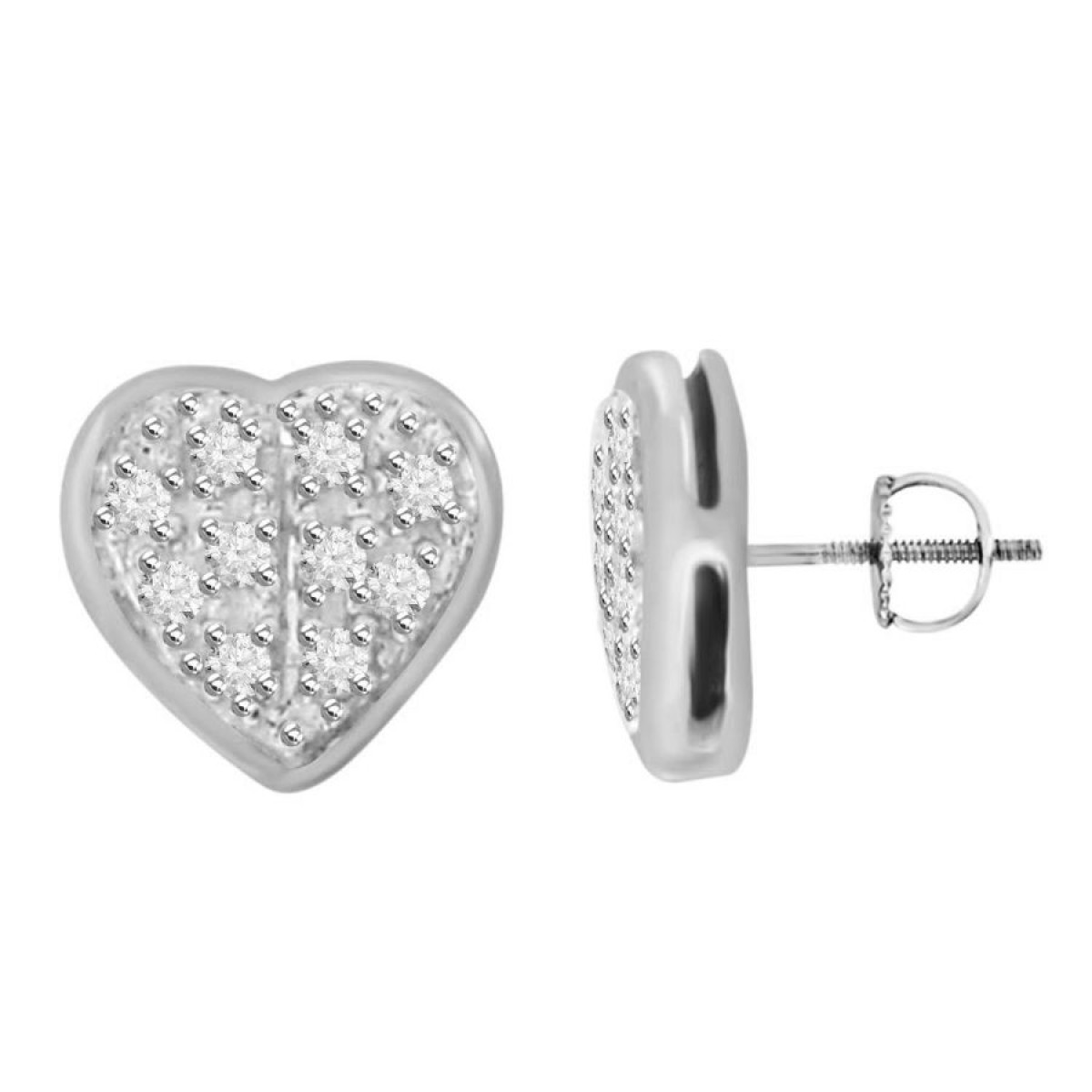 19197001_77630W-SS.jpg Sterling Silver White 0.05CT Round Diamond Yuva Heart Earrings Women’S Fine Jewelry Stud Earrings - Image 1