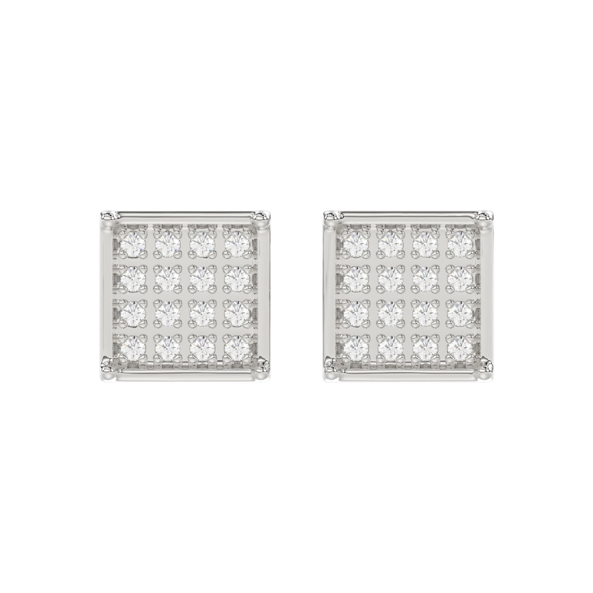 19197005_77883W-SS.jpg Sterling Silver White 0.10CT Round Diamond Yuva Square Cluster Earrings Women’S Fine Jewelry - Image 1