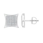 Sterling Silver White 0.25CT Round Diamond Kite Shape Yuva Earrings Women’S Fine Jewelry Studs