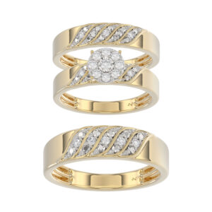 LADIES TRIOS SET 0.33CT ROUND DIAMOND 10K YELLOW GOLD