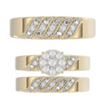 LADIES TRIOS SET 0.33CT ROUND DIAMOND 10K YELLOW GOLD - Image 5