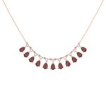 18K ROSE GOLD 2 7/8CT ROUND/PEAR DIAMOND LADIES NECKLACE(COLOR STONE PEAR RUBY DIAMOND 2 7/8CT)