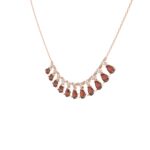 18K ROSE GOLD 2 7/8CT ROUND/PEAR DIAMOND LADIES NECKLACE(COLOR STONE PEAR RUBY DIAMOND 2 7/8CT) - Image 2