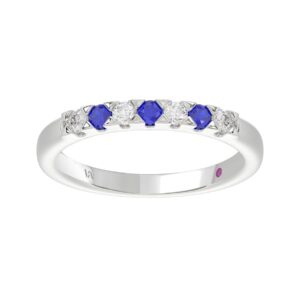 10K WHITE GOLD 1/3CT ROUND DIAMOND LADIES RING (ROUND BLUE SAPPHIRE DIAMOND 0.15CT)
