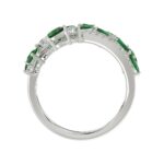 14K WHITE GOLD 1 7/8CT ROUND/MARQUISE/PEAR DIAMOND LADIES FASHION RING( COLOR STONE MARQUISE GREEN EMERALD DIAMOND/PEAR 1.45CT/ 12 STONE) - Image 3