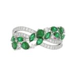 14K WHITE GOLD 1 7/8CT ROUND/MARQUISE/PEAR DIAMOND LADIES FASHION RING( COLOR STONE MARQUISE GREEN EMERALD DIAMOND/PEAR 1.45CT/ 12 STONE) - Image 5