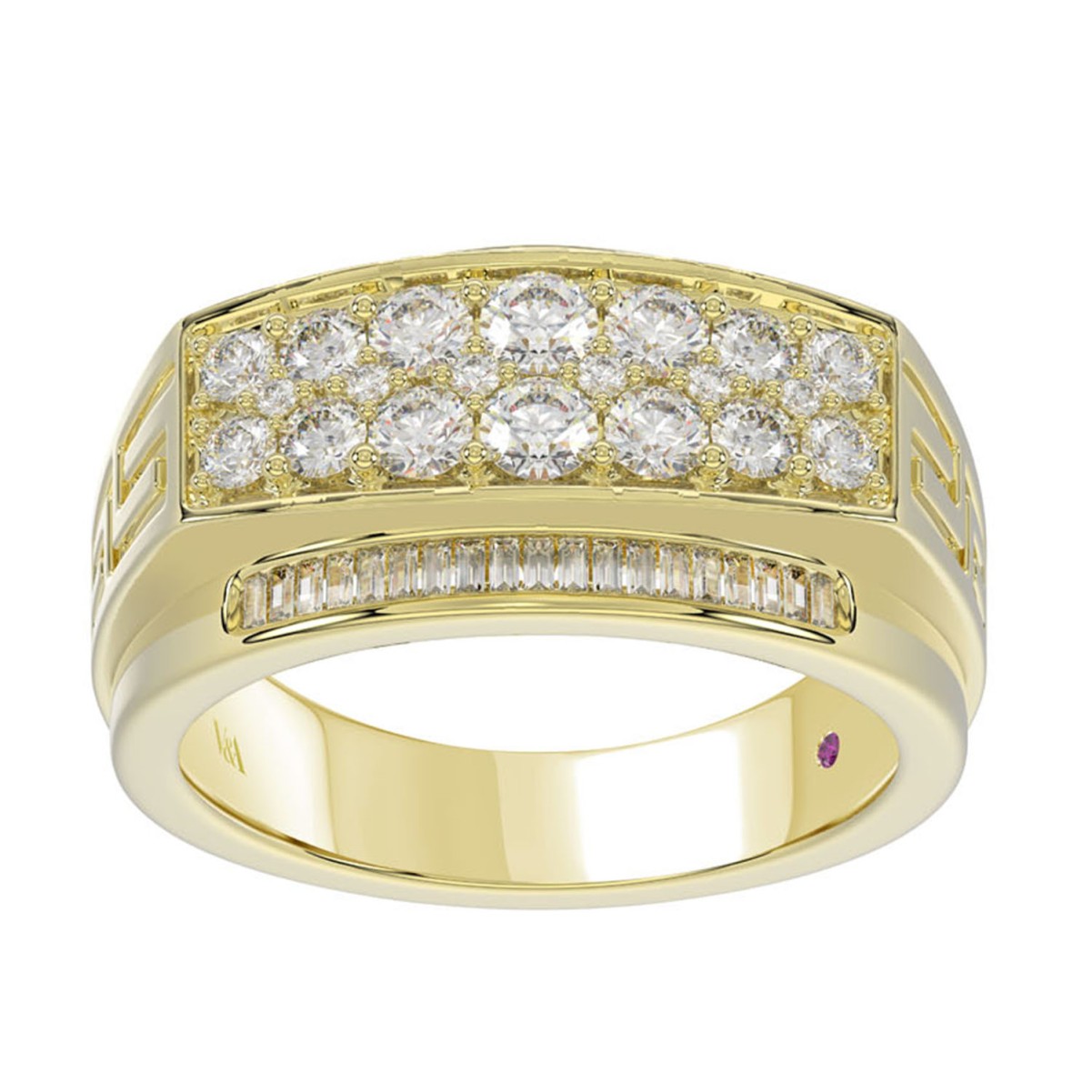 19201509_VA19721Y-1201x1201.jpg 14K YELLOW GOLD 1 1/2CT ROUND/BAGUETTE DIAMOND MENS RING - Image 1