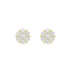 14K YELLOW GOLD 1/2CT ROUND DIAMOND LADIES FLOWER EARRINGS