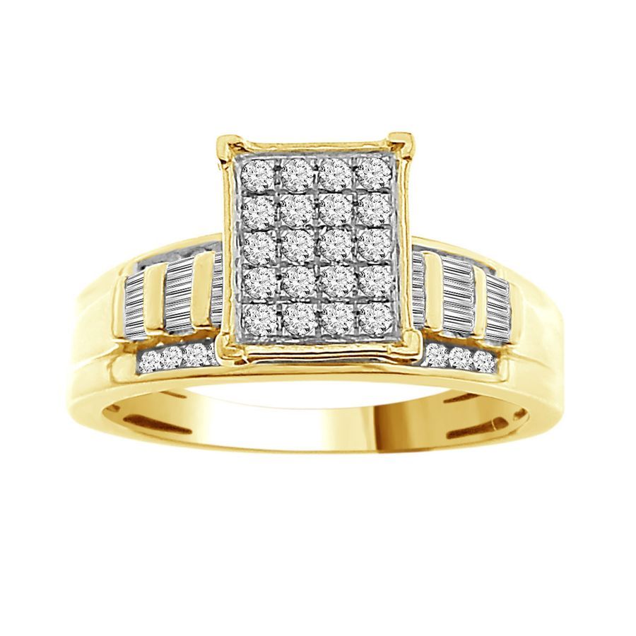 19204932_81865Y-32455.jpg LADIES RING 0.50CT ROUND/BAGUETTE DIAMOND 10K YELLOW GOLD - Image 1