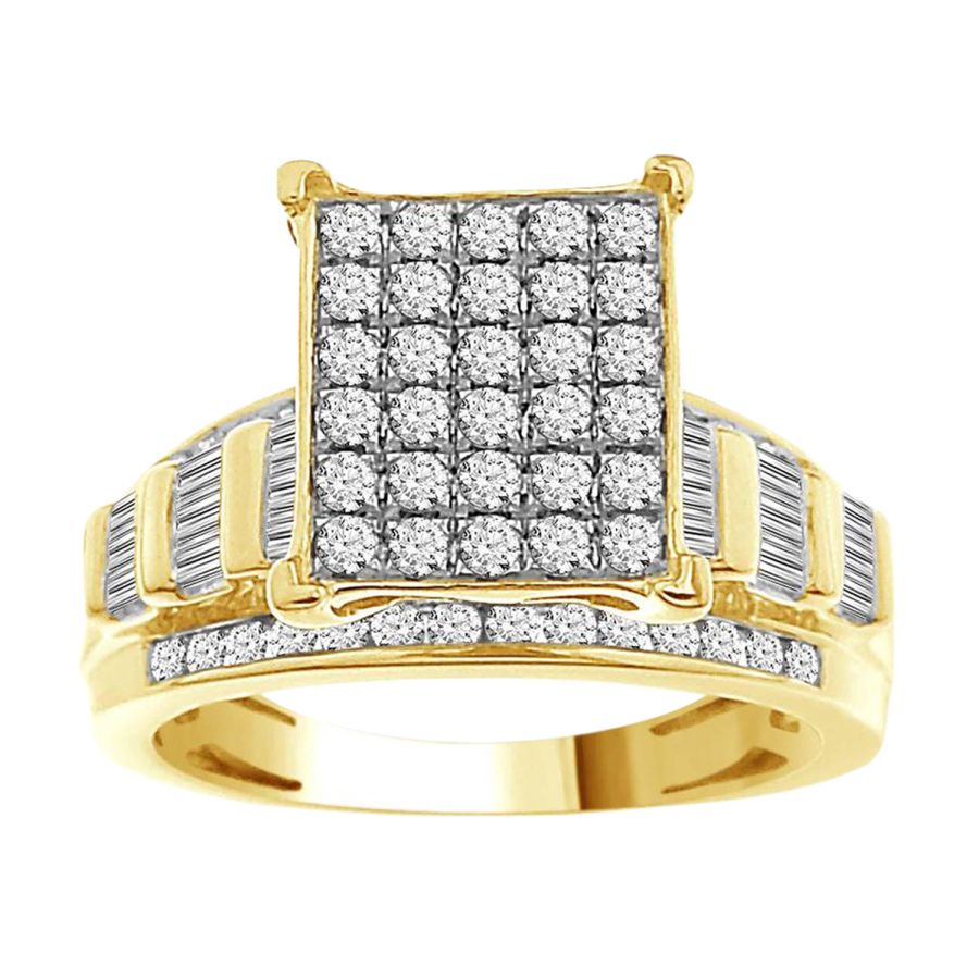 19204947_81847Y-32595.jpg LADIES RING 1.00CT ROUND/BAGUETTE DIAMOND 10K YELLOW GOLD - Image 1
