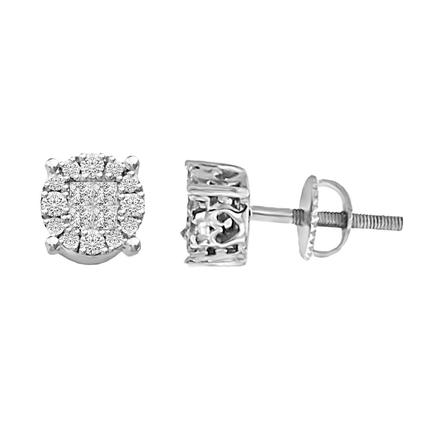 19205080_70022W-34497.jpg LADIES STUD EARRINGS 0.50CT ROUND/PRINCESS DIAMOND 14K WHITE GOLD - Image 1