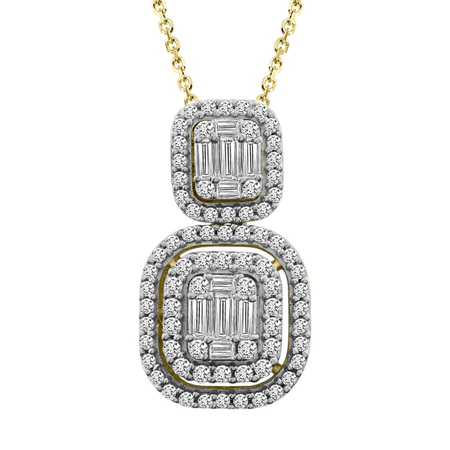 19205264_206118Y-A-57930.jpg LADIES PENDANT WITH CHAIN 0.50CT ROUND/BAGUETTE DIAMOND 14K YELLOW GOLD - Image 1