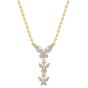 18K YELLOW GOLD 1CT ROUND/MARQUISE DIAMOND LADIES NECKLACE
