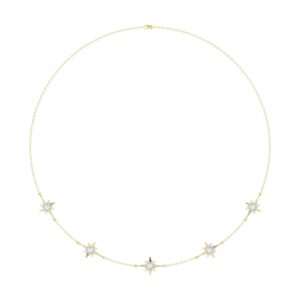 18K YELLOW GOLD 3/8CT ROUND DIAMOND LADIES NECKLACE